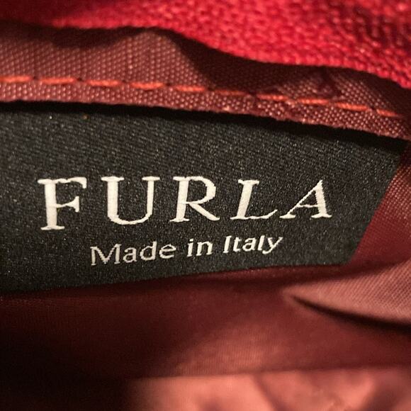 NWOT Furla Red Leather Clutch Make Up Case Small Purse - Picture 4 of 5